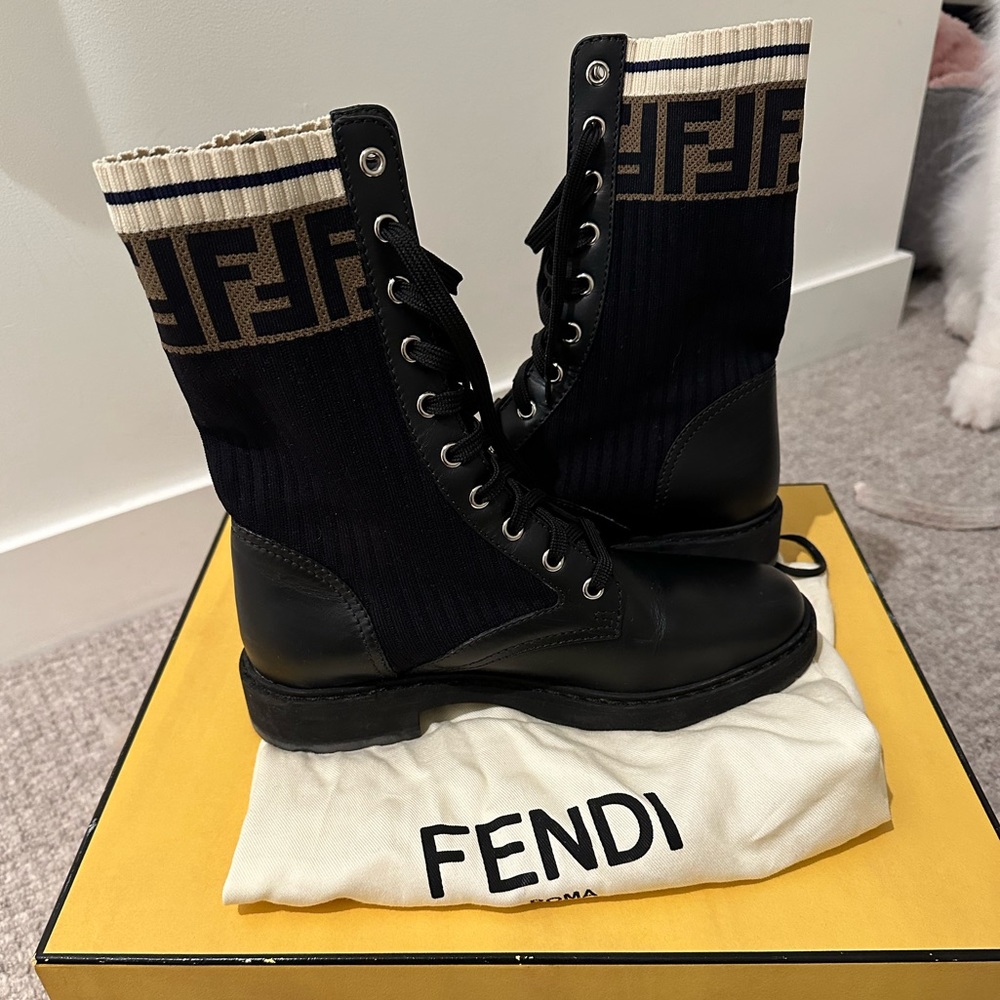 Fendi Rockoko Combat Logo Boots size 37